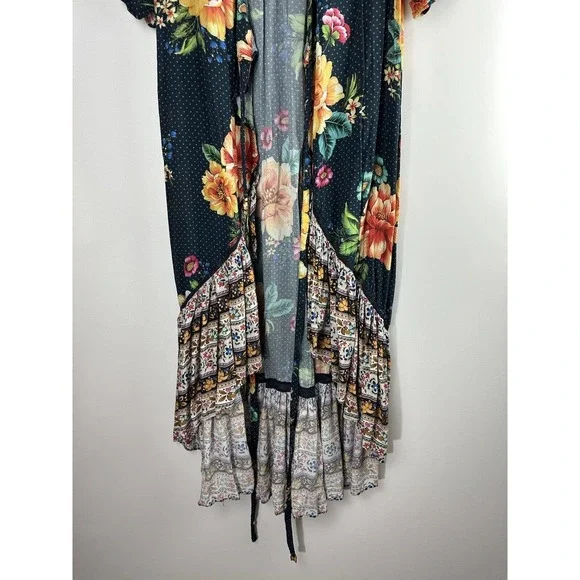 Farm Rio Anthropologie Majorca Wrap Dress Hi Lo Floral Boho Women's Size Small - Picture 15 of 16